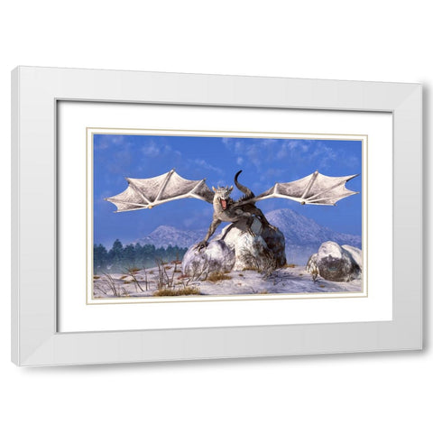 White Dragon White Modern Wood Framed Art Print with Double Matting by Eskridge, Daniel