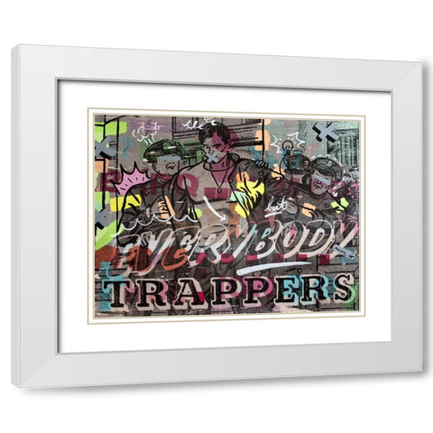 Everybody Trappers White Modern Wood Framed Art Print with Double Matting by Monteavaro, Dan
