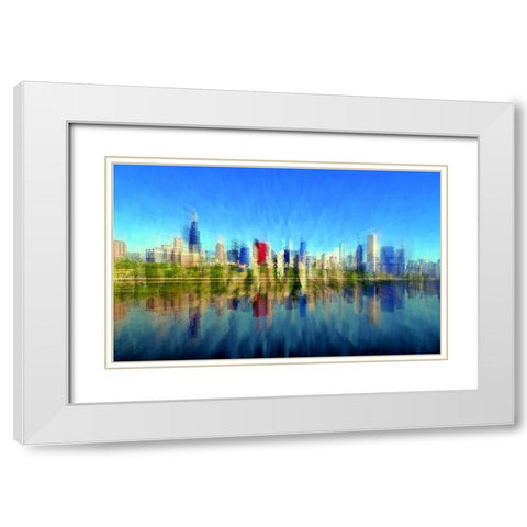 Chicago Skyline 4 White Modern Wood Framed Art Print with Double Matting by Manlove, David