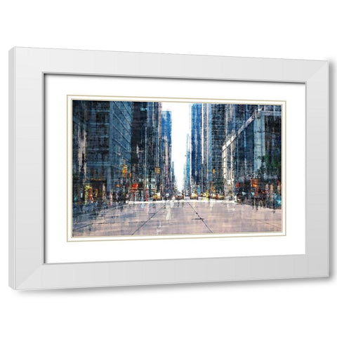 Street Scene NYC White Modern Wood Framed Art Print with Double Matting by Manlove, David