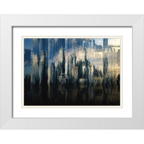 City in the Sky White Modern Wood Framed Art Print with Double Matting by Manlove, David