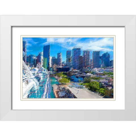 Pleasure City White Modern Wood Framed Art Print with Double Matting by Manlove, David