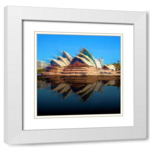 Sydney Opera House White Modern Wood Framed Art Print with Double Matting by Manlove, David