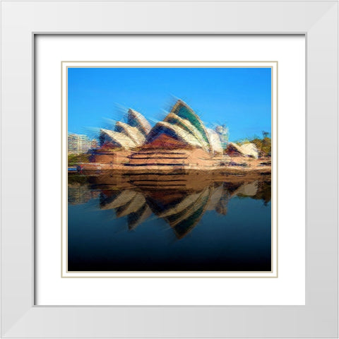 Sydney Opera House White Modern Wood Framed Art Print with Double Matting by Manlove, David