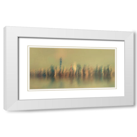 New York Mist White Modern Wood Framed Art Print with Double Matting by Manlove, David