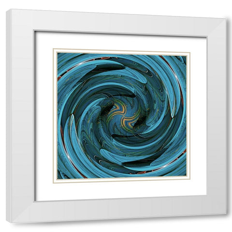 Sapphire Swirl White Modern Wood Framed Art Print with Double Matting by Manlove, David