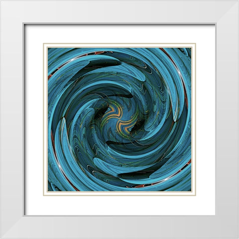 Sapphire Swirl White Modern Wood Framed Art Print with Double Matting by Manlove, David