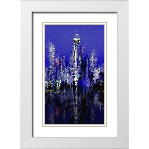 Seattle Nights White Modern Wood Framed Art Print with Double Matting by Manlove, David