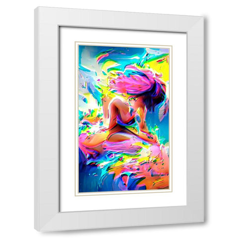 Surfs Up White Modern Wood Framed Art Print with Double Matting by Manlove, David