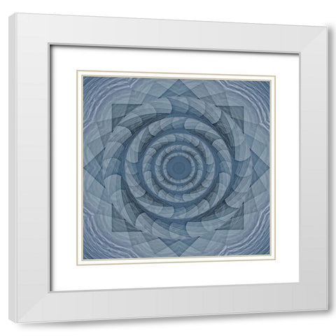 Teal Diamond Rotor White Modern Wood Framed Art Print with Double Matting by Manlove, David