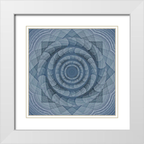 Teal Diamond Rotor White Modern Wood Framed Art Print with Double Matting by Manlove, David