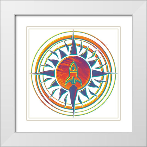 Tempered Rocket Sun 2 White Modern Wood Framed Art Print with Double Matting by Manlove, David