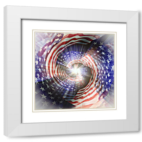 Americas Spiral B White Modern Wood Framed Art Print with Double Matting by Manlove, David
