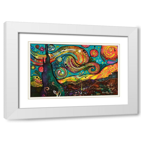 Starry Night White Modern Wood Framed Art Print with Double Matting by Dean Russo Collection