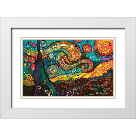 Starry Night White Modern Wood Framed Art Print with Double Matting by Dean Russo Collection
