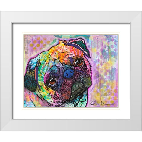 Pug Love White Modern Wood Framed Art Print with Double Matting by Dean Russo Collection