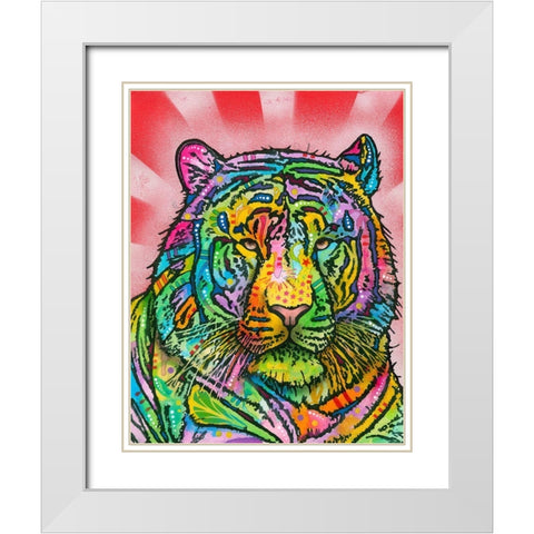 Tiger 2 White Modern Wood Framed Art Print with Double Matting by Dean Russo Collection