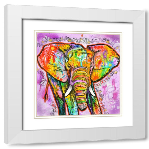 Elephant White Modern Wood Framed Art Print with Double Matting by Dean Russo Collection