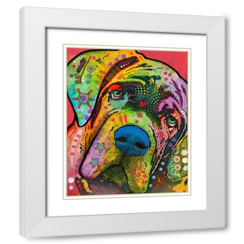 Mastiff White Modern Wood Framed Art Print with Double Matting by Dean Russo Collection
