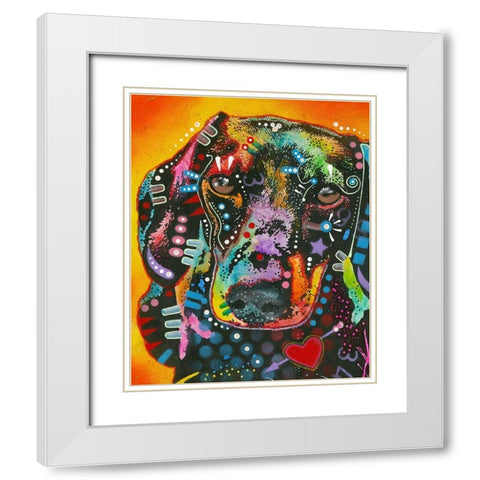 Brilliant Dachshund White Modern Wood Framed Art Print with Double Matting by Dean Russo Collection