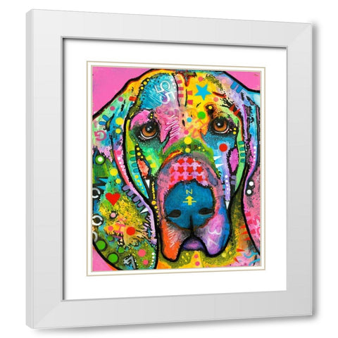 Bloodhound White Modern Wood Framed Art Print with Double Matting by Dean Russo Collection