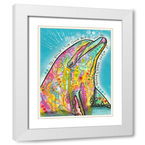 Dolphin White Modern Wood Framed Art Print with Double Matting by Dean Russo Collection