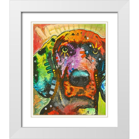 Gazing Puppy Love White Modern Wood Framed Art Print with Double Matting by Dean Russo Collection