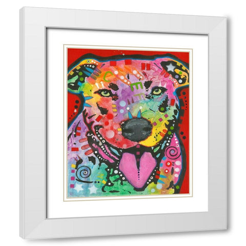 Pit Bull Lick White Modern Wood Framed Art Print with Double Matting by Dean Russo Collection