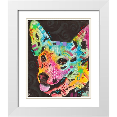 Corgi Pup White Modern Wood Framed Art Print with Double Matting by Dean Russo Collection