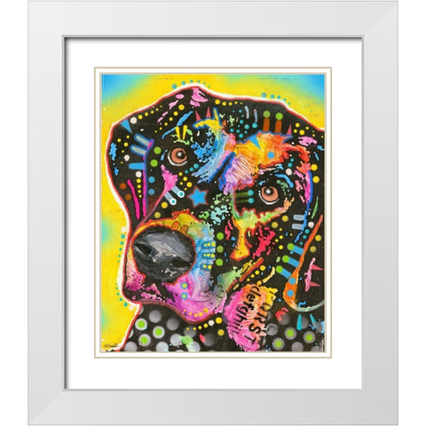 Lab Love 3 White Modern Wood Framed Art Print with Double Matting by Dean Russo Collection