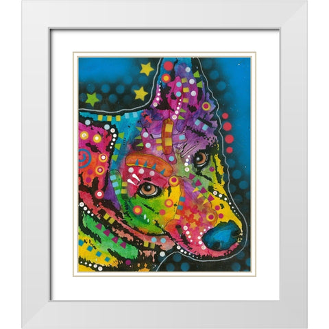 Herding Dog White Modern Wood Framed Art Print with Double Matting by Dean Russo Collection