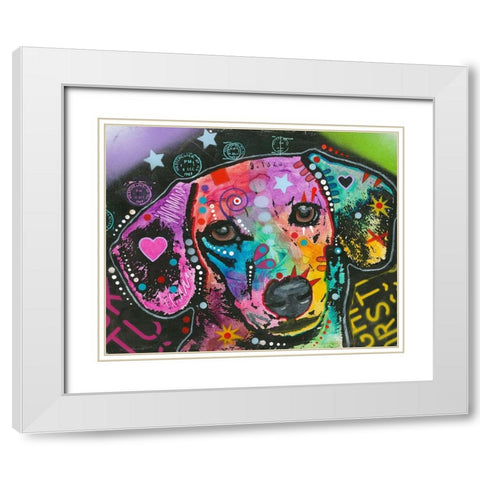 Alphabet Hound White Modern Wood Framed Art Print with Double Matting by Dean Russo Collection