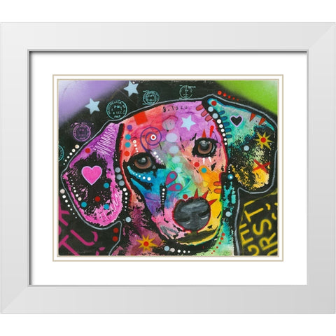 Alphabet Hound White Modern Wood Framed Art Print with Double Matting by Dean Russo Collection