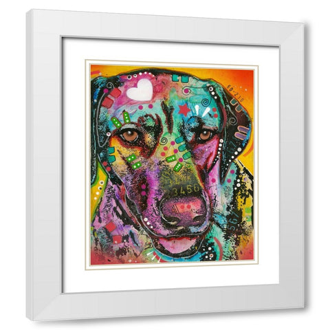 Labs have heart White Modern Wood Framed Art Print with Double Matting by Dean Russo Collection