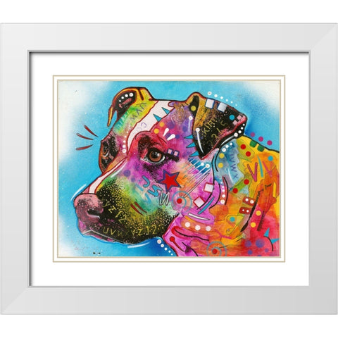 Pit Bull Star White Modern Wood Framed Art Print with Double Matting by Dean Russo Collection