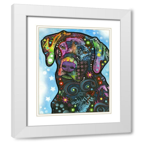 Blue Lab White Modern Wood Framed Art Print with Double Matting by Dean Russo Collection