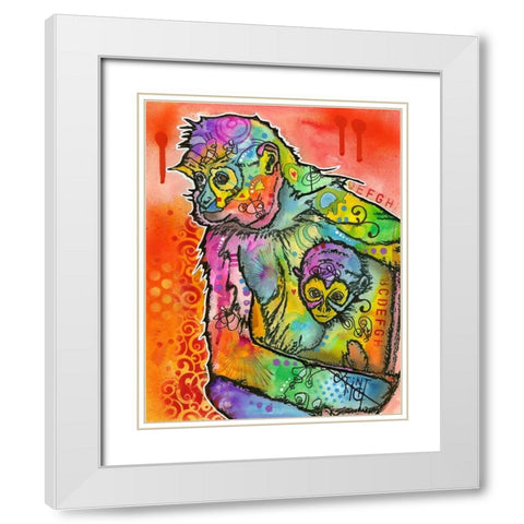 Monkey 1 White Modern Wood Framed Art Print with Double Matting by Dean Russo Collection