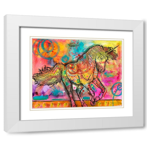 Unicorn of Love White Modern Wood Framed Art Print with Double Matting by Dean Russo Collection