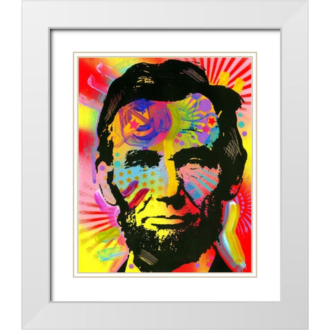 Lincoln War Paint White Modern Wood Framed Art Print with Double Matting by Dean Russo Collection