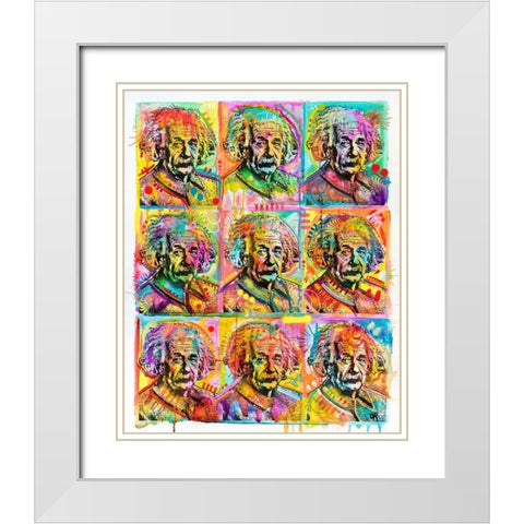 Einstein - 9 Patch White Modern Wood Framed Art Print with Double Matting by Dean Russo Collection