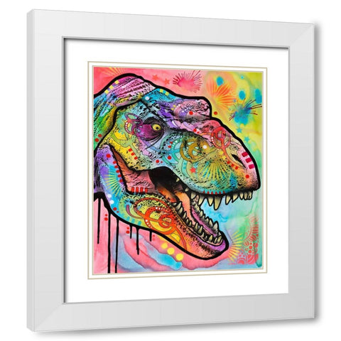 T Rex 1 White Modern Wood Framed Art Print with Double Matting by Dean Russo Collection