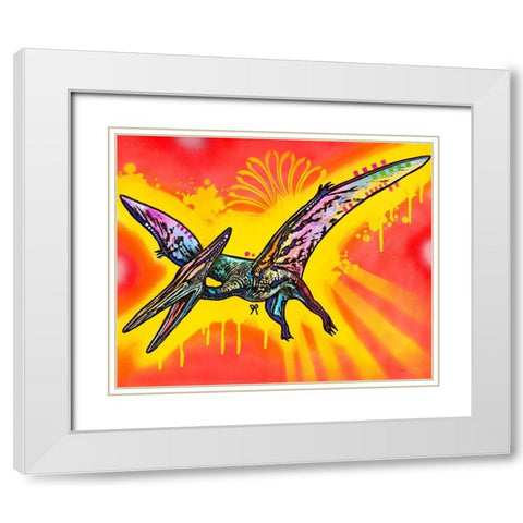 Pterodactyl White Modern Wood Framed Art Print with Double Matting by Dean Russo Collection