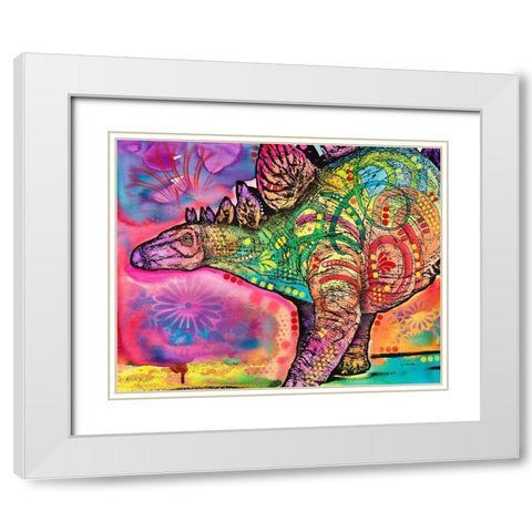 Stegosaurus White Modern Wood Framed Art Print with Double Matting by Dean Russo Collection