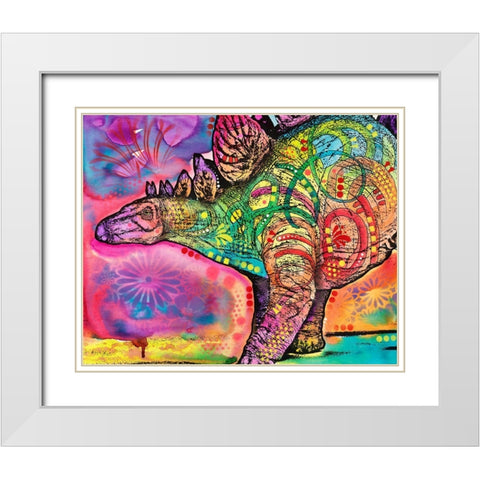 Stegosaurus White Modern Wood Framed Art Print with Double Matting by Dean Russo Collection