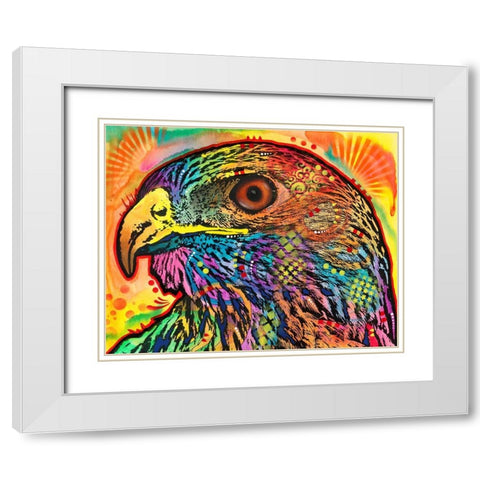 Hawk eye White Modern Wood Framed Art Print with Double Matting by Dean Russo Collection