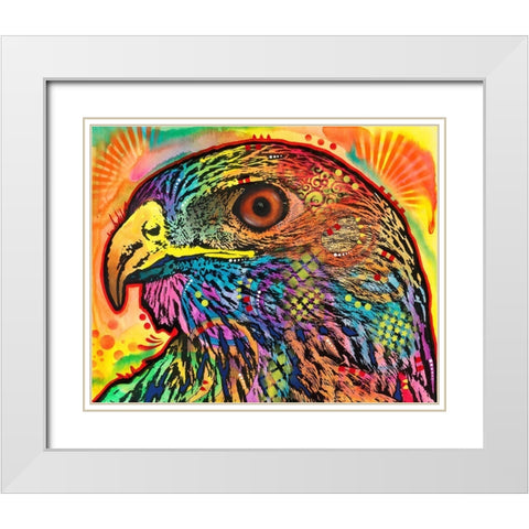 Hawk eye White Modern Wood Framed Art Print with Double Matting by Dean Russo Collection