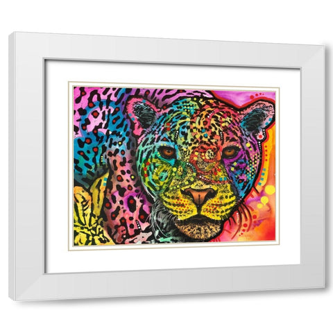 Leopard Spots White Modern Wood Framed Art Print with Double Matting by Dean Russo Collection