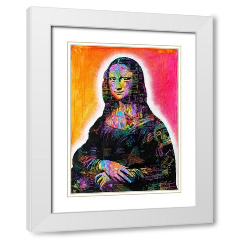 Mona Lisa Peaking White Modern Wood Framed Art Print with Double Matting by Dean Russo Collection