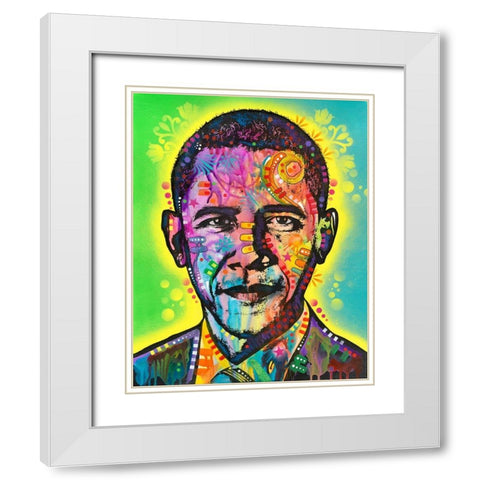 Obama White Modern Wood Framed Art Print with Double Matting by Dean Russo Collection