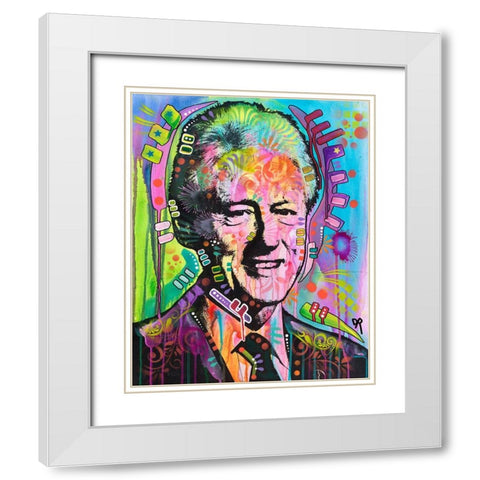 Bill Clinton White Modern Wood Framed Art Print with Double Matting by Dean Russo Collection